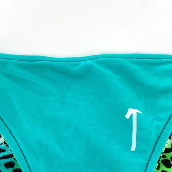 Reversible Swimsuit Bikini Bottoms Juniors Size XS Teal Green Animal Print NWT - Picture 4 of 8